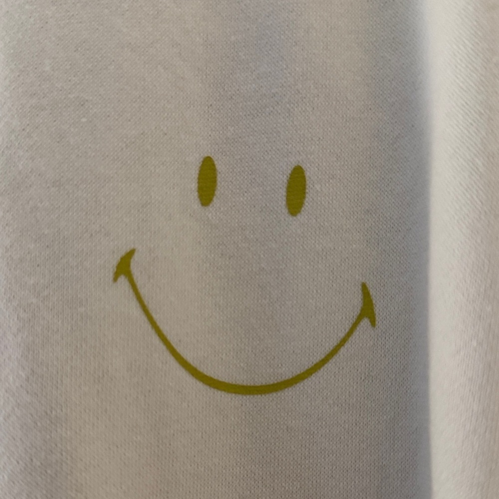 Smiley Face Two-Tone Sweater - cream and chartreuse NWOT - Picture 2 of 5